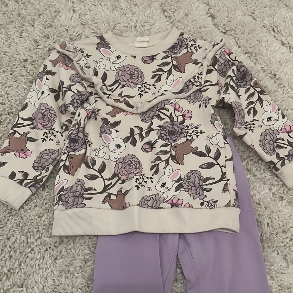 H&M Ruffled Sweatshirt & Carter’s Leggings - Picture 4 of 7